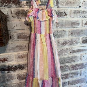 Jessica Simpson Pink, Yellow, and Blue Striped Kids Dress